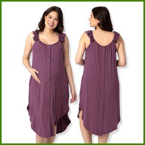 Ruffle Strap Labor Delivery Nursing Gown Hospital Maternity Nightgown
